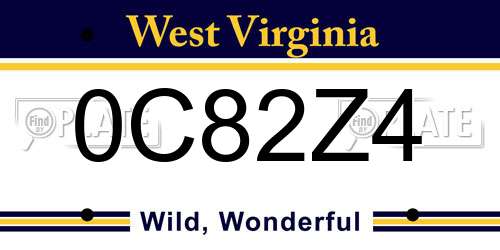 0C82Z4 West Virginia License Plate