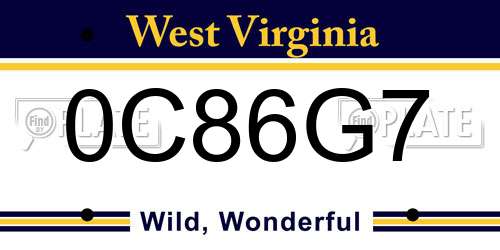 0C86G7 West Virginia License Plate