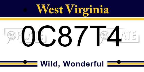 0C87T4 West Virginia License Plate
