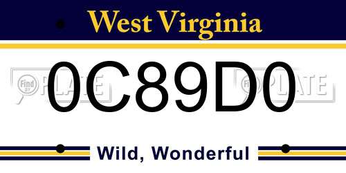 0C89D0 West Virginia License Plate