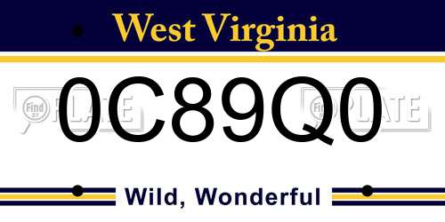 0C89Q0 West Virginia License Plate