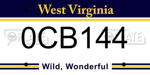 0CB144 West Virginia License Plate