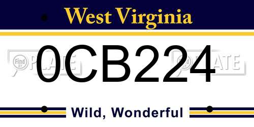 0CB224 West Virginia License Plate