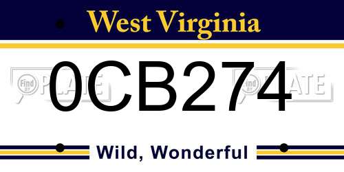 0CB274 West Virginia License Plate