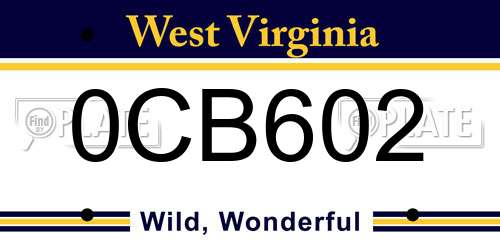 0CB602 West Virginia License Plate