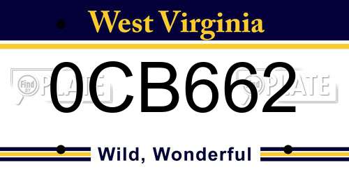0CB662 West Virginia License Plate