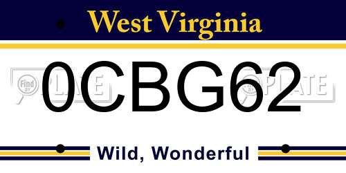 0CBG62 West Virginia License Plate