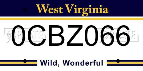0CBZ066 West Virginia License Plate