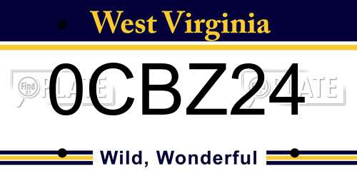 0CBZ24 West Virginia License Plate