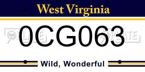 0CG063 West Virginia License Plate