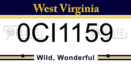 0CI1159 West Virginia License Plate