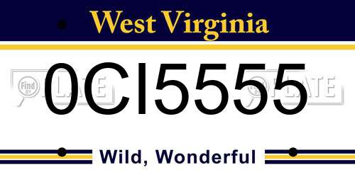 0CI5555 West Virginia License Plate