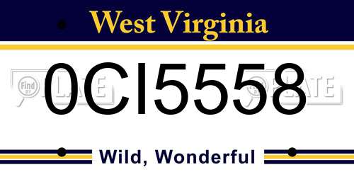 0CI5558 West Virginia License Plate