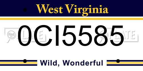 0CI5585 West Virginia License Plate