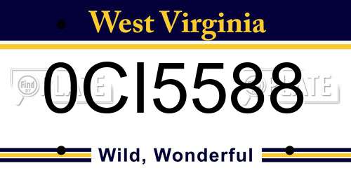 0CI5588 West Virginia License Plate