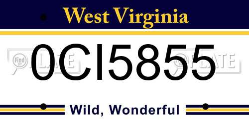 0CI5855 West Virginia License Plate