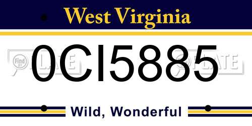 0CI5885 West Virginia License Plate