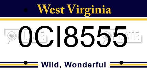 0CI8555 West Virginia License Plate
