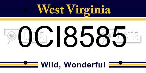 0CI8585 West Virginia License Plate