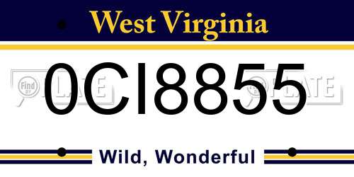 0CI8855 West Virginia License Plate