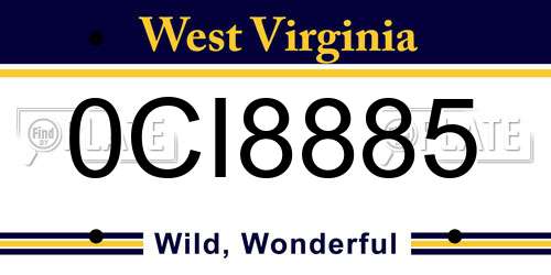 0CI8885 West Virginia License Plate