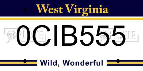 0CIB555 West Virginia License Plate