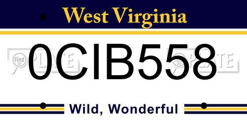 0CIB558 West Virginia License Plate