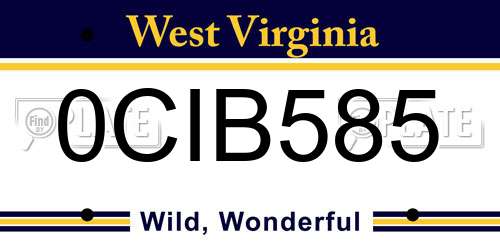 0CIB585 West Virginia License Plate