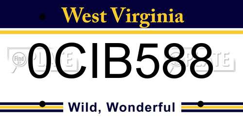 0CIB588 West Virginia License Plate