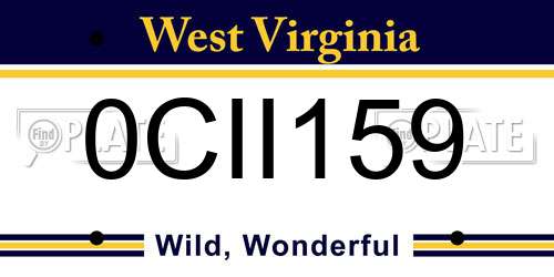 0CII159 West Virginia License Plate