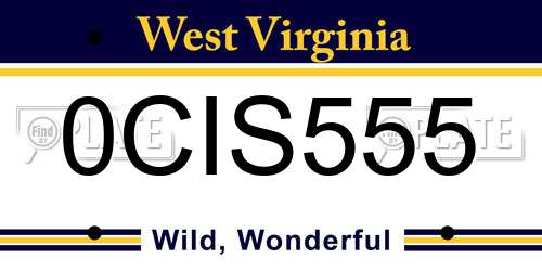 0CIS555 West Virginia License Plate
