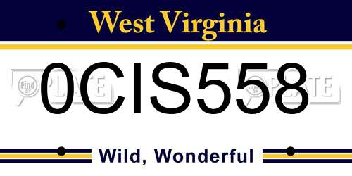 0CIS558 West Virginia License Plate