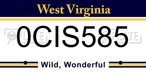 0CIS585 West Virginia License Plate