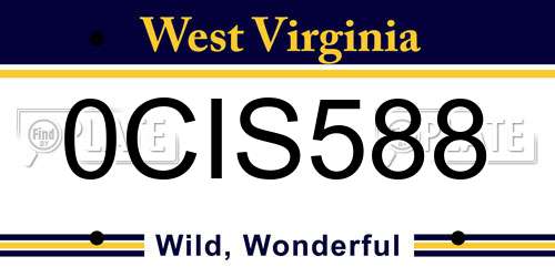 0CIS588 West Virginia License Plate