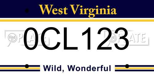 0CL123 West Virginia License Plate