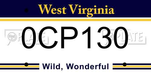 0CP130 West Virginia License Plate