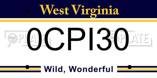 0CPI30 West Virginia License Plate