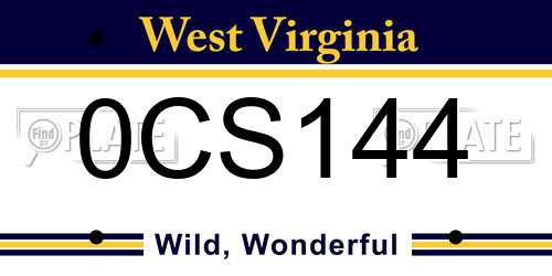 0CS144 West Virginia License Plate
