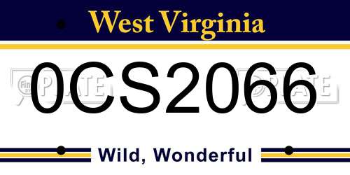 0CS2066 West Virginia License Plate