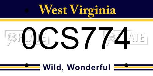 0CS774 West Virginia License Plate