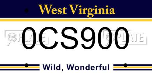 0CS900 West Virginia License Plate