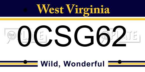 0CSG62 West Virginia License Plate