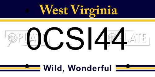 0CSI44 West Virginia License Plate