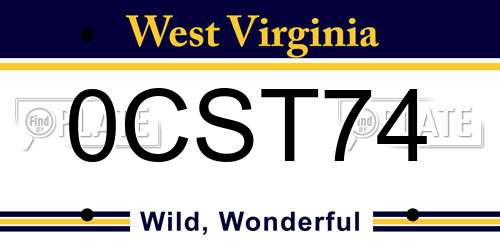 0CST74 West Virginia License Plate