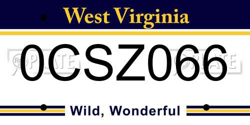 0CSZ066 West Virginia License Plate