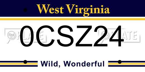 0CSZ24 West Virginia License Plate