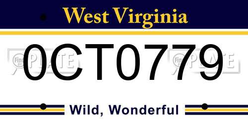0CT0779 West Virginia License Plate