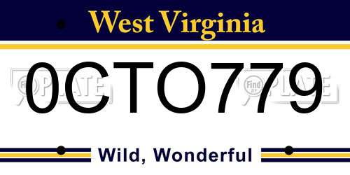 0CTO779 West Virginia License Plate