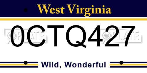 0CTQ427 West Virginia License Plate
