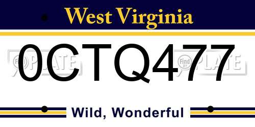 0CTQ477 West Virginia License Plate